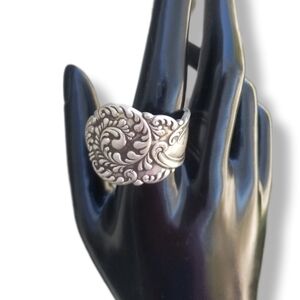 SILVERPLATED ANTIQUE ROCKFORD SILVER COMPANY ART NOUVEAU SPOON RING SIZE 13